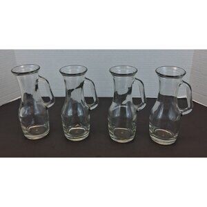 VTG Set 4 Clear Glass Creamer Pitchers 8 oz Mini Carafe Syrup Diner Style 1970s